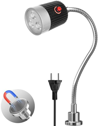 Klarlight 5W Magnetische LED Arbeitsleuchte, 250 Lumen Flexibler Gelenkarm mit Starkem Magnetfuß, 6000K Kaltweißes Maschinenlicht Für Drehmaschinen, Werkbänke, Nähmaschinen, Grill und Werkstatt
