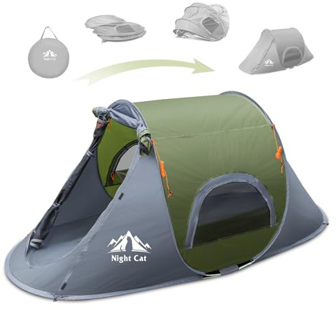 Night Cat Pop Up Tent 1 Person: Waterproof Camping Tent Easy Setup for Picnic Festival in Park Backyard Garden