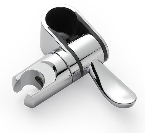 Duschkopfhalterung für Duschstange, Universell für 32mm Griffstangen, 360° Drehbar, Chrom, Einfache Montage ohne Bohren