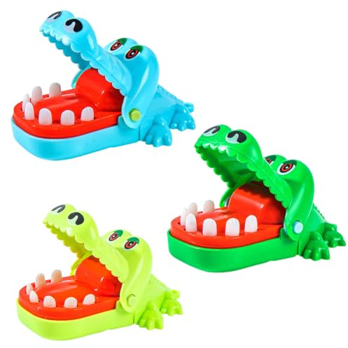 THQAE 3 Stück Krokodil Spiel Zähne, Klein Kroko Doc Spiel, Croco Doc, Krokodoc, Geschicklichkeitsspiel, Spaß Mund Finger beißen Familienspiel für Jungen und Mädchen