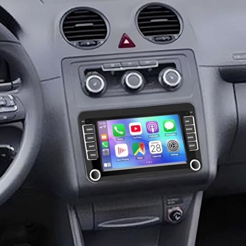 Autoradio für VW Caddy 2003-2020 mit kabellosem Carplay Android Auto | 2+32G Android 13 7 Zoll Touchscreen Auto Stereo Display Player Radio GPS Navigation Head Unit mit FM RDS Rückfahrkamera WLAN