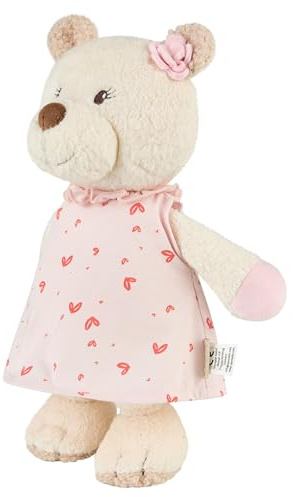 Sterntaler Kuscheltier L Bär Betty aus kuschligem Flausch und bedrucktem Jersey, gefüllt mit Polyesterwatte, 29 × 25 × 9,5 cm – cremeweiß