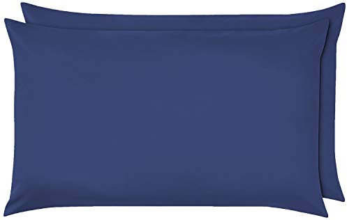 NIYS Luxury Bedding, Spannbetttuch, 100% ägyptische Baumwolle, mit Volant-Rüschen, in 14 Farben erhältlich, baumwolle, navy, Kissenbezug-Paar