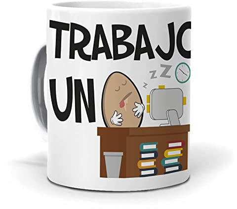 mundohuevo Taza Divertida con Frase | Trabajo un Huevo | Idea de Regalo para Oficina, Compañeros de Trabajo | La Taza Más Divertida y Diferente| Regalo para Amantes al Café o Té | Calidad AAA 350 ML