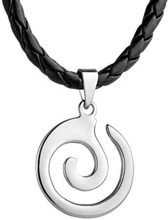 STERLL Herren Halskette Mit Maori Koru Spirale Anhänger Und Lederkette