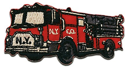 Catch the Patch Feuerwehrauto N.Y. - (Größe: 6,6 x 3,3 cm) – Patches & Bügelbilder zum Aufnähen oder Aufbügeln – Für Kleidung, Jacken, Rucksäcke & DIY-Projekte