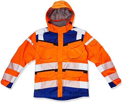 KÜBLER REFLECTIQ Wetterjacke Sympatex® PSA 2 – Jacke mit reflektierenden Elementen und Z‑Liner-Konstruktion warnorange/kbl.blau Gr. L