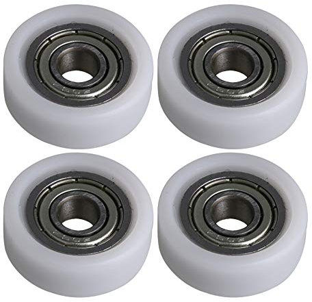 5x19x7mm Hardware Ersatz Weiß Beschichtete Runde Nylon Riemenscheibe Räder Rollenlager für Schiebefenster Tür Packung mit 4