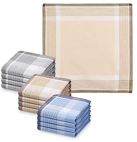 JEMIDI Stofftaschentücher Herren und Damen Baumwolle 12er Pack Stoff Taschentücher 100% Baumwolle Herrentaschentücher Stofftaschentuch in unterschiedlichen Designs, Design 8, 40cm x 40cm