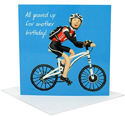 Holy Mackerel funny cycling birthday card for him, cyclist bike lover birthday card for dad husband boyfriend friend, humorous cycling themed greeting card, 15 cm square card, blank inside