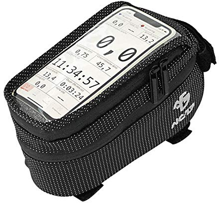 NC-17 Connect Universal Oberrohrtasche DOT / Fahrrad-, Smartphonetasche mit Klettverschluss, Staufach und Kabeldurchlass / für Smartphones aller gängigen Größen
