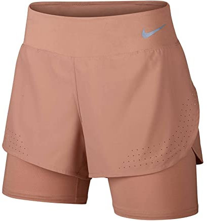 Nike Eclipse 2IN1 Shorts Donne Shorts, Donna, Rose Gold/Reflective Silv, L