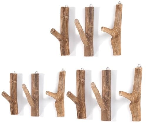 DESIGN DELIGHTS 9ER Set GARDEROBENHAKEN Limb | Teakholz Wurzel, ca. 17x10x2,5 cm (HxTxB) | Shabby Kleiderhaken