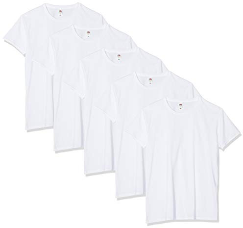 Fruit of the Loom Iconic, Lightweight Ringspun Tee, 5 Pack T-Shirt, Blanc (White 30), XXXX-Large (Size:4XL) (Lot de 5) Homme