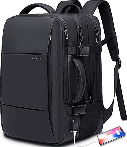 BANGE Travel Backpack,Flight Approved Carry On Backpacks,Water Resistant Durable 17-inch Laptop,Large Business Weekender Luggage Backpack for Men women (blackM)