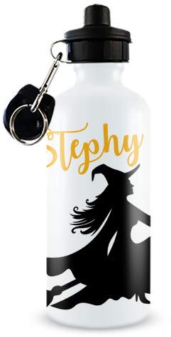 Personalised Back to School themed Funny Flying Witch 500 ml Sports Gym New Year School Drinks Water Bottle.