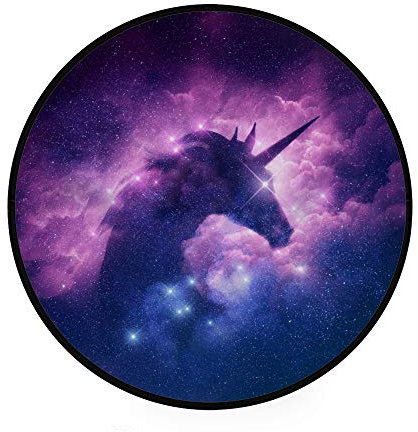 My Daily Galaxy Einhorn Nebel runder Bereich Teppich für Wohnzimmer Schlafzimmer Kinder Spielteppich Polyester Yoga Bodenmatte 122 cm Durchmesser