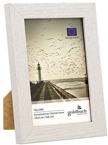 goldbuch 92 0393 Bilderrahmen Tallinn aus Holz, Portraitrahmen mit Aufsteller & Wandhalterung, Einzelrahmen aus MDF, Foto Rahmen, weiß
