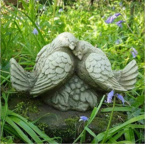 Liebestauben-Statue aus wiederaufbereitetem Stein, Vintage-Finish, Beton, für den Außenbereich