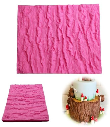 Ltsbaed Baumrinde Kuchen Silikonform, Baumrinde Silikonform Prägematte Fondant, Schokolade Torten Muffin Backform für Kuchendekoration Fondant Eindruck Matte für DIY Tortendeko Geprägtes Prägematte