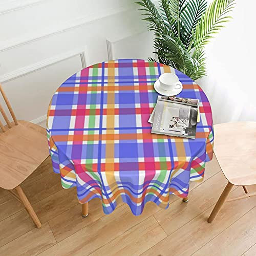 Tischdecke - 60 'runde waschbare Polyester Tischdekoration Tischtuch Seide Flieder und Rosen Plaid
