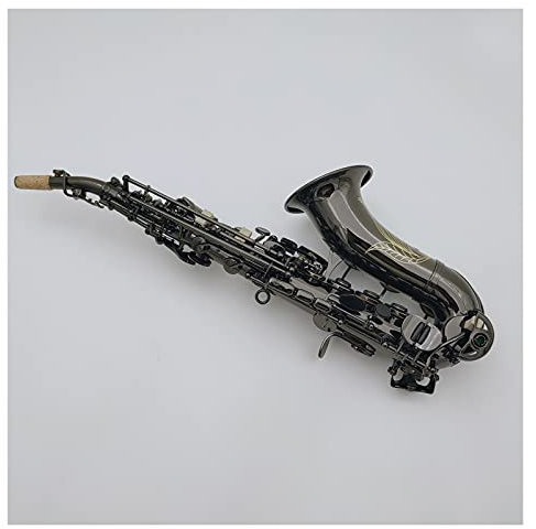 Gebogenes Sopran-Saxophon B Flach Schwarz Vernickeltes Professionelles Musikinstrument Saxophon Set