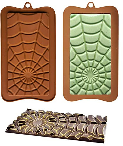 Sadodo Silicone Chocolate Bar Mould,Halloween Spider Net Cobweb Rectangle Shape,Ice Cube Tray,Non Stick,BPA Free Baking Mold,Birthday Chocolate Gift DIY Christmas