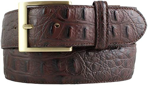 BELTINGER Gürtel mit goldener Gürtelschnalle und Krokoprägung 4 cm | Leder-Gürtel 40mm Kroko-Optik | Kroko-Muster 4cm | Braun 85cm
