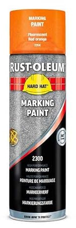 Rust-Oleum Hard Hat Peinture de Marquage en Aérosol, Peinture industrielle à séchage rapide pour un marquage au sol sur toutes les surfaces, 500ml (Rouge Orange)