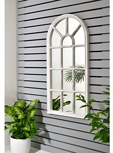 Biznest Window Style Wall Mirror Simply Stylish Decor Wall Window Mirror 69X 34Cm White Rustic