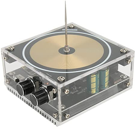 Fockety Bobina Tesla de Música,Generador de Rayos de 10 Cm de Longitud, Altavoz de Plasma de Arco de Rayos Artificiales Táctiles,Modelo de Experimento de Transmisión Inalámbrica de Altavoz