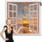 Porte moustiquaire magnétique 150x210cm brun Rideau de Porte Antimoustique avec Fermeture Aimantée Pour Portes,Patio,Porte D Entrée Intérieur Facile À Installer