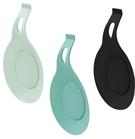 Hoement Portacuchara Soporte De Escritorio 3 Alfombrillas De Silicona para Cucharas De Gel De Sílice Soporte para Utensilios De Cocina Portacucharas