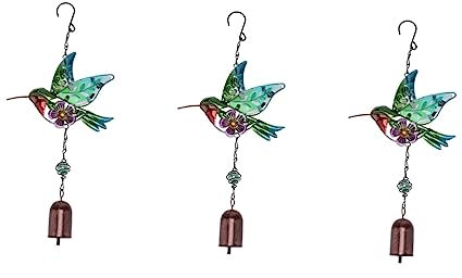 YARNOW 3st Schmiedeeisen Wind Chime Kolibri Handwerk Anhänger Kolibri-windfänger Eiserner Windfänger Hof Hängendes Windspiel Metallisches Windspiel 3D Glas Spinner Das Vogelnest