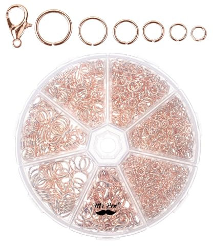Mr. Pen Open Jump Rings - Champagne, 1014 Pcs, 6 Sizes for Jewelry Making
