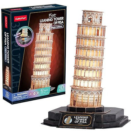 3D Puzzle - Tower of Pisa LED | 3D Puzzle Kinder Ab 8 | 3D Puzzles Erwachsene | Geschenk Für Kinder | Modellbausatz Erwachsene | 42 Teilen