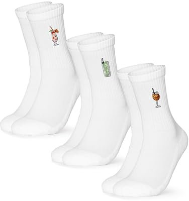 Occulto Damen & Herren Motiv Tennissocken 3er Pack (Modell: Robin), Statement Tennis Socken Drinks 35-38