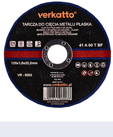Verkatto Flache Metalltrennscheibe für Winkelschleifer,125x1x22,2mm 10Stück,zum Schneiden von Metall, Kohlenstoffstahl, Gusseisen. Für die Verwendung mit handgeführten Winkelschleifern oder Tischsägen