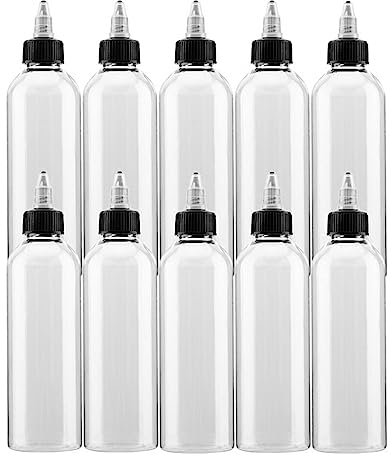 susiodeu 10 Pièces Pigment Bouteille Avec Twist Off Caps Support De Stockage En Plastique Multi-types Réutilisable Peinture Conteneur Shampooing Encre, Comme montré, 250ML