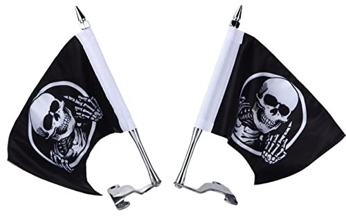 Totenkopf-Fahnenmast-Set, Motorrad-Flagge L/R, Ersatz für Gold Wing DCT 2018–2020, Motorraddeckel-Fahnenmast, Kofferraummontage-Flagge und POW MIA-Flagge, 14 X 20,5 cm,