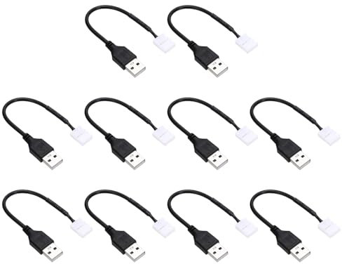 PATIKIL LED-Streifen-Verbindungskabel, 10 Stück USB zu 2 Pin Schnelllöterloser Adapter Verlängerungskabel für 3528 8mm Breite Streifenbeleuchtung