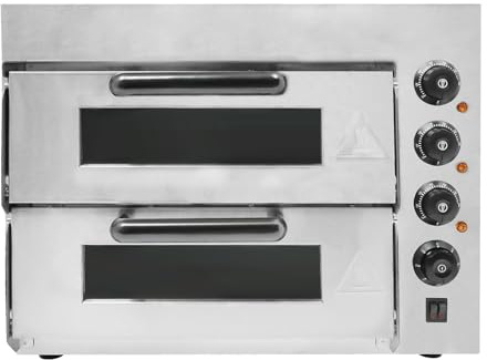 Doppel Kammer Pizzaofen, mit Timer (1-60 Minuten), 3000W, Unabhängige Temperaturregelung, Pizzabackofen Temperatur 50-350℃/122-662°F, kann er eine 14-Zoll-Pizza backen, Brot, Kuchen, Pasteten usw