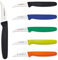 Giesser Messer 5er Set Schälmesser Tourniermesser Klinge 6cm gebogen Farben gemischt - Schwarz Blau Grün Limette Orange