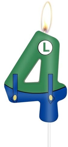 Toy Game Themed Party Candles, Story Party Decorations, Girls Boys 4th Birthday Candles, Blue Green Number 4 Candle for Cake, Cartoon Story Cake Toppers for Boys Girls 4th Birthday Party Decoration