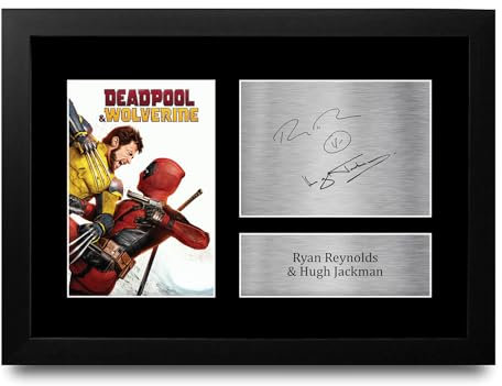 HWC Trading FR A4 Deadpool & Wolverine Reynolds & Jackman Geschenke Geducktes Signiertes Autogramm Foto für Fans von Film Memorabilien - A4 Gerahmt