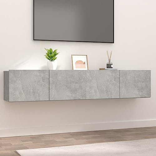 Canditree Ensemble Meubles TV Suspendu, 160 cm Meuble TV Mural avec Rangement, étagère TV Flottante pour Salon (Gris béton)