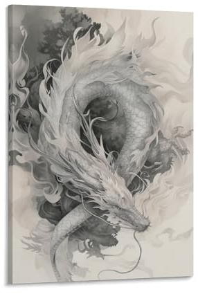 DHBANEIOK Drache Leinwand Bilder,Wand Druck Gemälde Drucke Wandbilder,Modern Wall Art Poster Wohnzimmer Deko 24x36inch(60x90cm)