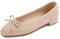 Feversole Women's Square Toe Low Heel Bow Tie Dress Pump Shoes Nude Patent Size 5 UK