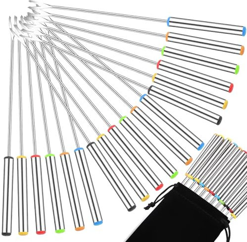 ddseexhe 18 PCS Fondue Forks Stainless Steel,9.3 In Cheese Fondue Sticks
