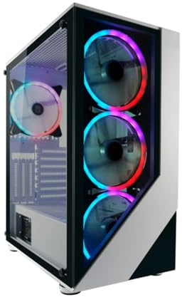 LC-Power Lucid_X 803W Gaming-Gehäuse ATX-Midi-Tower | Getöntes Hartglas-Frontpanel | 4X RGB-Lüfter | Hartglas-Seitenteil | USB 3.0 | 8 Lüfterplätze | 4 HDD/SSD Slots